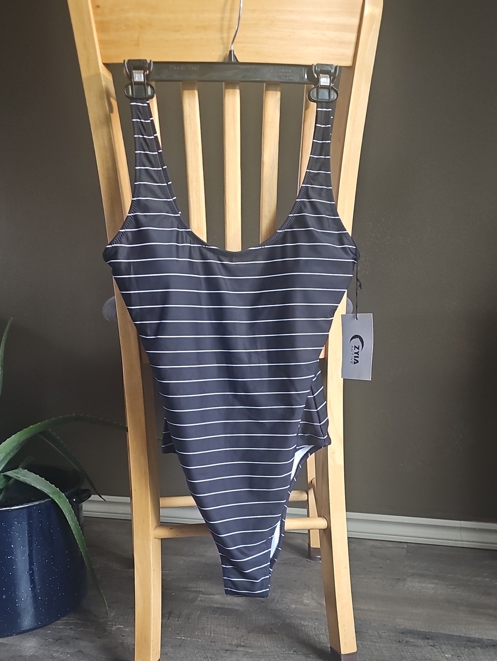 ZYIA Navy and White Striped One-Piece Swimsuit